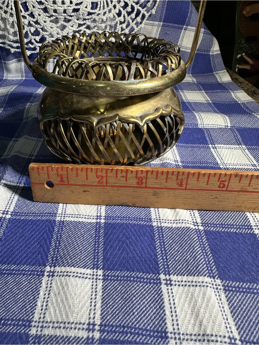 Brass VTG Woven MOTTAHEDEH DESIGN Basket Asian India